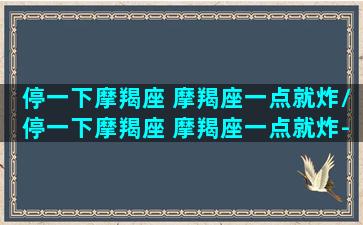 停一下摩羯座 摩羯座一点就炸/停一下摩羯座 摩羯座一点就炸-我的网站